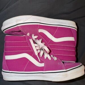 Vans Pink and White High-Top Sneakers